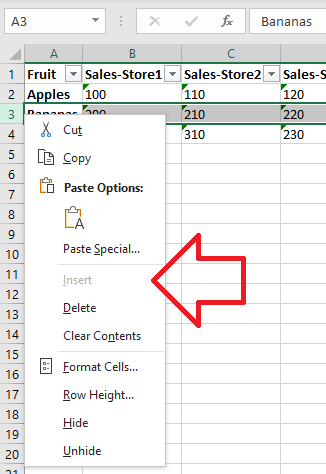 Excel kan geen rijen invoegen — vergrendelde cellen